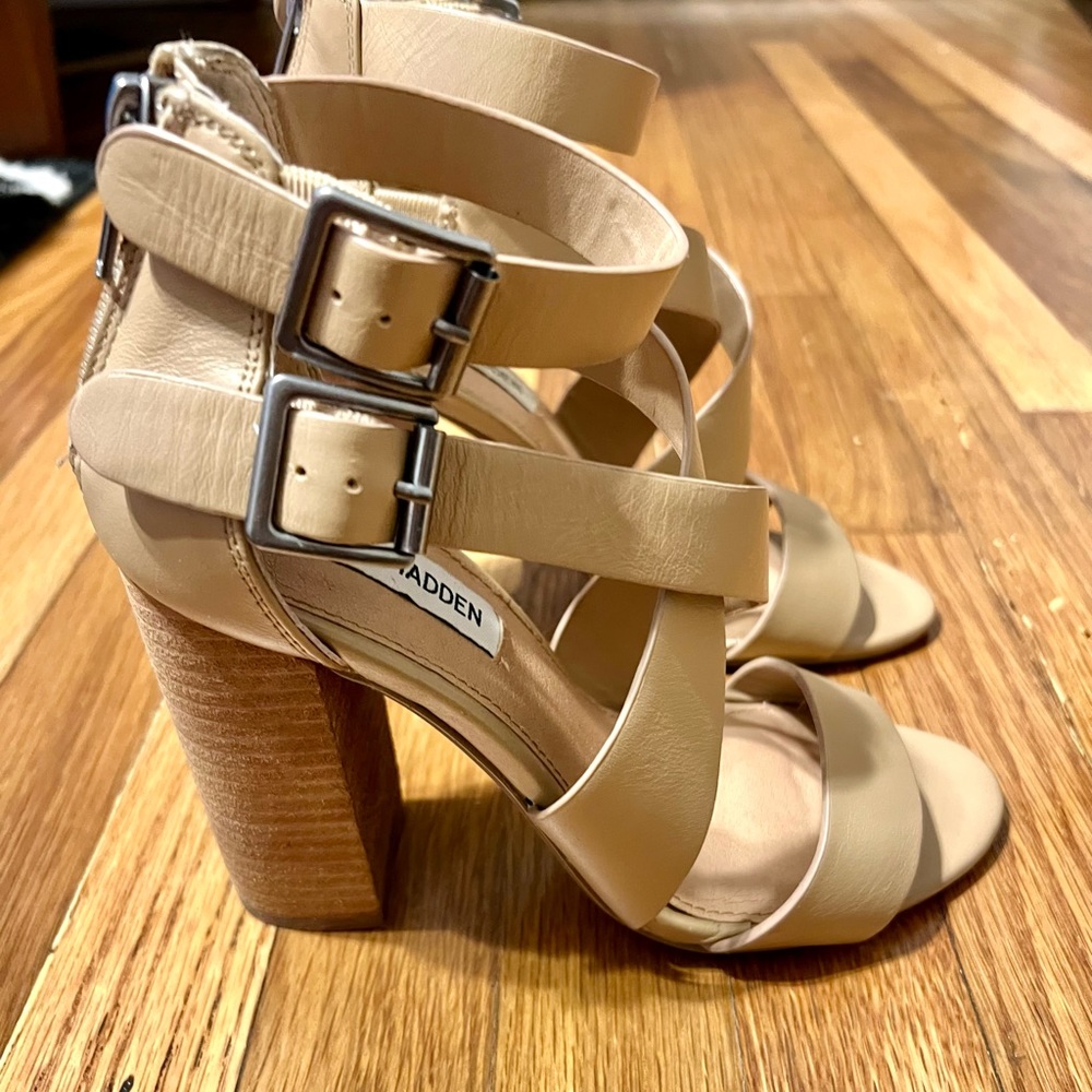 Nude Steve Madden Stacked Heels